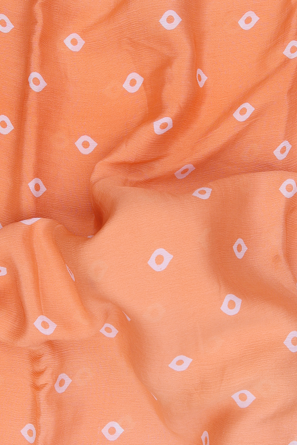 Chiffon Saree In Light Orange With Diamond Buttas