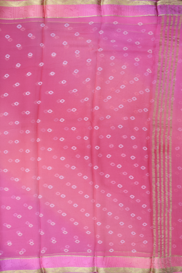Chiffon Saree In Pink With Diamond Buttas