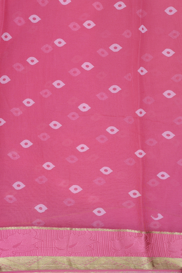 Chiffon Saree In Pink With Diamond Buttas