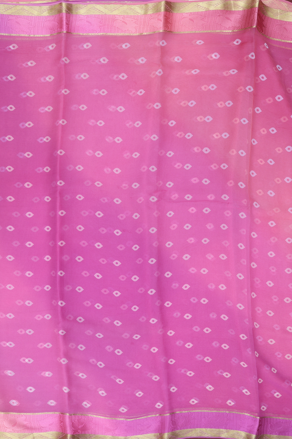 Chiffon Saree In Pink With Diamond Buttas