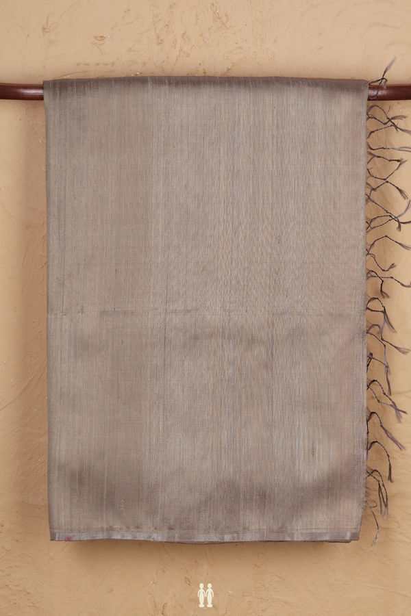 Raw Silk Saree In Cardamom Green With Zari Pallu