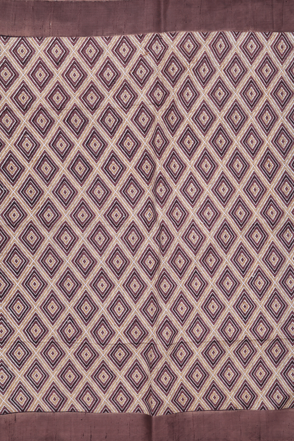 Tussar Silk Saree In Brown With Diamond Design