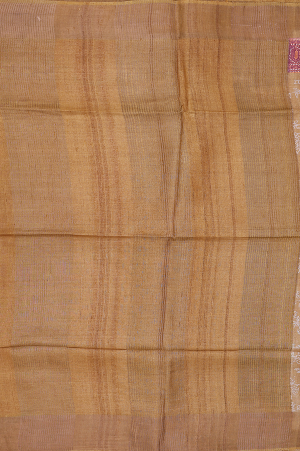 Tussar Silk Saree Golden Yellow With Floral Printed Design