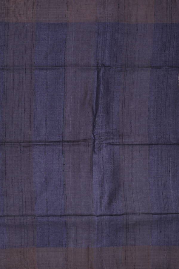 Tussar Silk Saree In Charcoal Grey With Circle Design