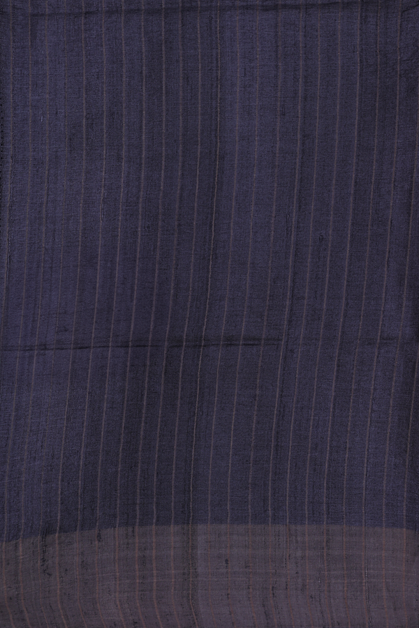 Tussar Silk Saree In Charcoal Grey With Circle Design