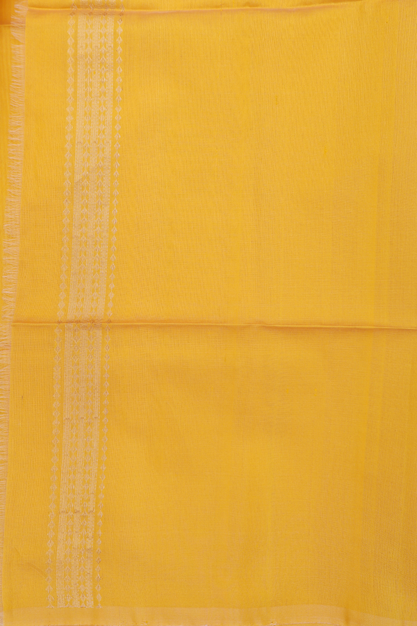 Soft Silk Saree In Cream And Yellow With Stripes Design