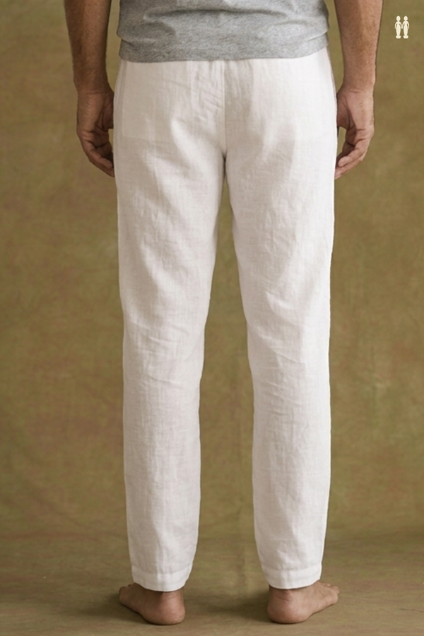 Plain White Cotton Adjustable Men's Pyjama