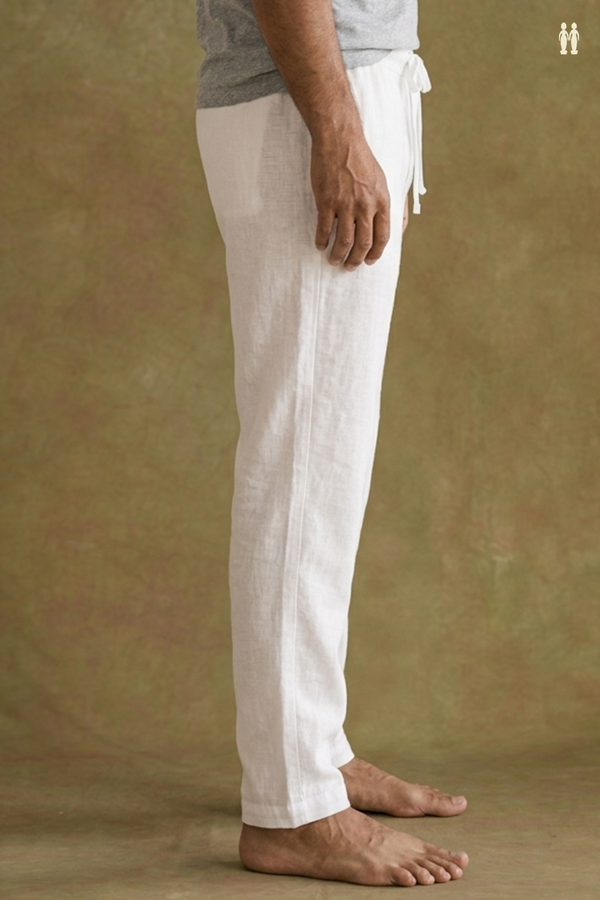 Plain White Cotton Adjustable Men's Pyjama