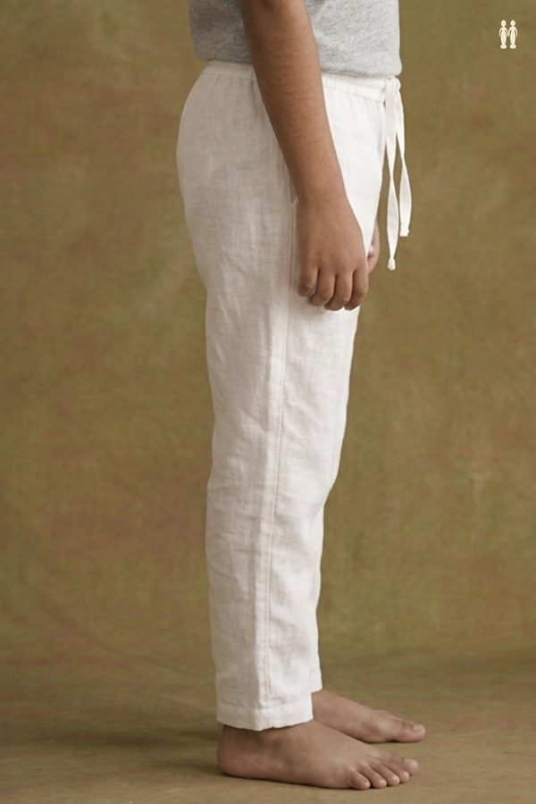 Plain White Cotton Adjustable Boy Pyjama