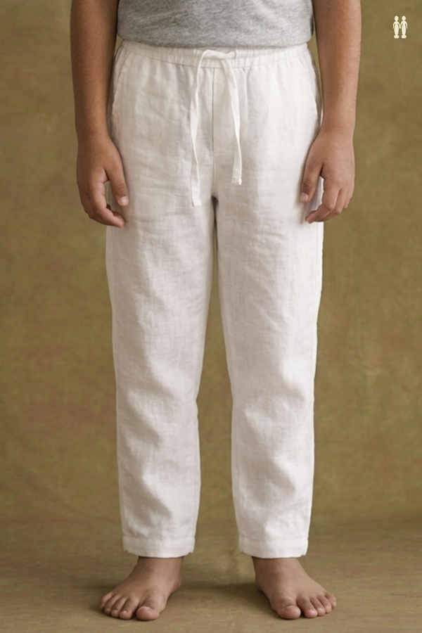 Plain White Cotton Adjustable Boy Pyjama