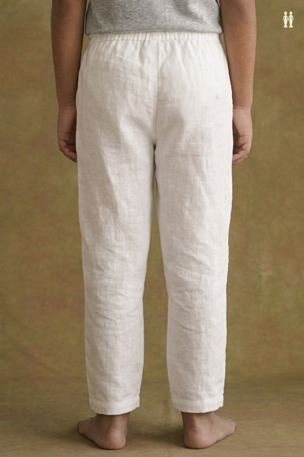 Plain White Cotton Adjustable Boy Pyjama