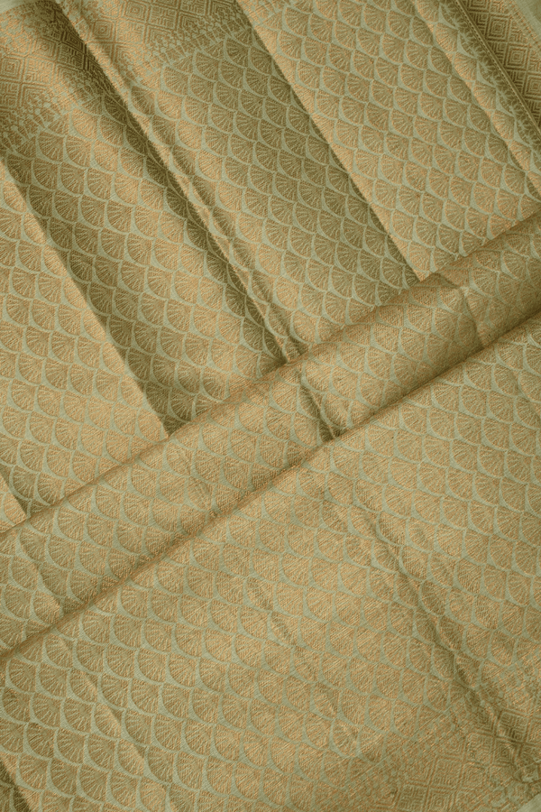 Paisley And Floral Design Light Sage Green Tussar Silk Saree