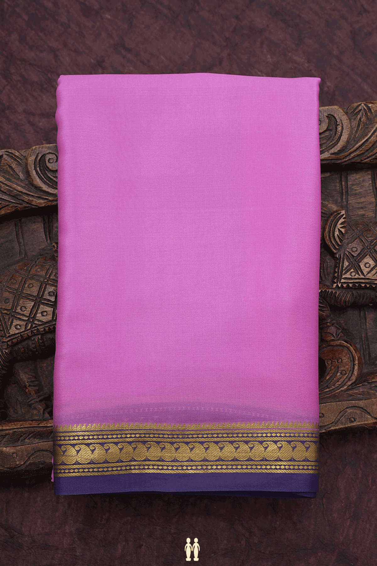 Paisley Border Plain Lotus Pink Mysore Silk Saree
