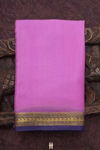 Paisley Border Plain Lotus Pink Mysore Silk Saree