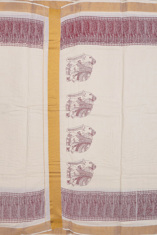 Paisley Border White Onam Collection