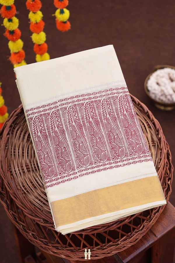 Paisley Border White Onam Collection