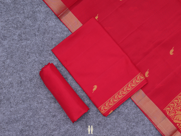 Paisley Buttas Chilli Red Silk Unstitched Salwar Material