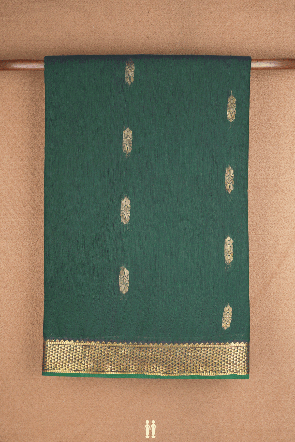 Paisley Buttas Forest Green Nine Yards Cotton Saree