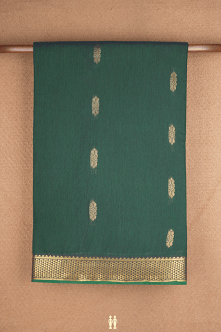 Paisley Buttas Forest Green Nine Yards Cotton Saree