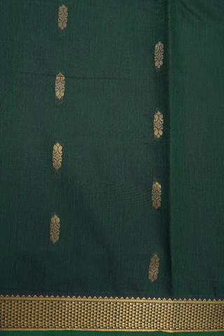 Paisley Buttas Forest Green Nine Yards Cotton Saree