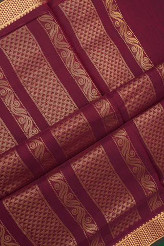 Paisley Buttas Forest Green Nine Yards Cotton Saree