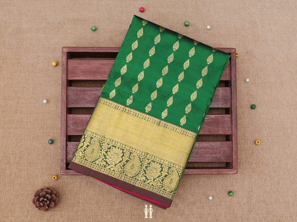 Paisley Buttas Green Kanchipuram Pavadai Sattai Material