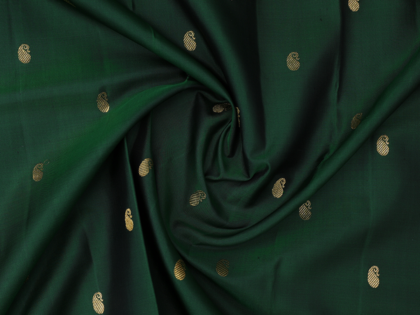 Paisley Buttas Green Kanchipuram Silk Pavadai Sattai Material
