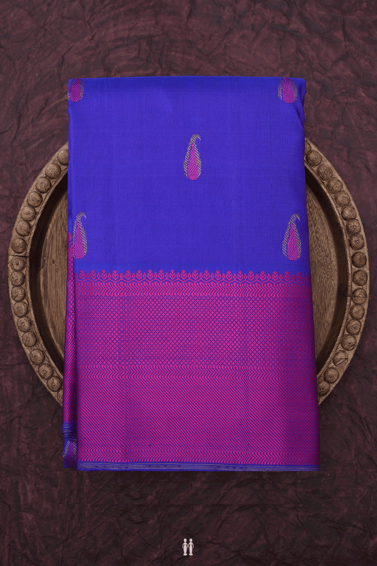 Paisley Buttas Indigo Blue Kanchipuram Silk Saree