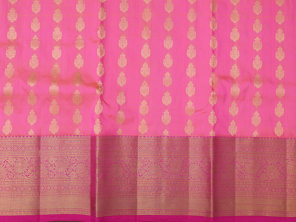 Paisley Buttas Pink Kanchipuram Silk Pavadai Sattai Material