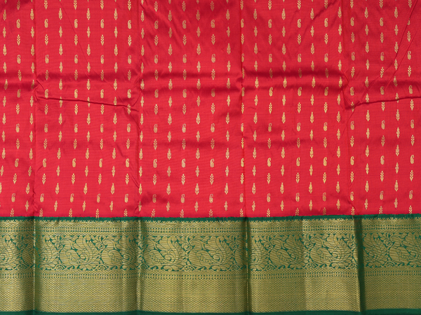 Paisley Buttis Crimson Red Kanchipuram Pavadai Sattai Material