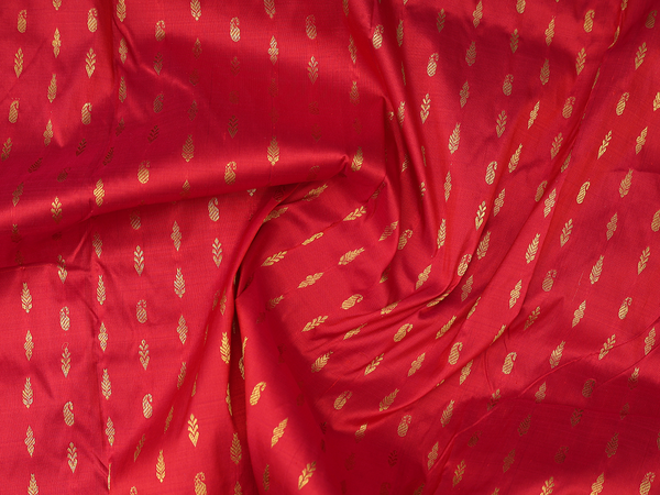 Paisley Buttis Crimson Red Kanchipuram Pavadai Sattai Material