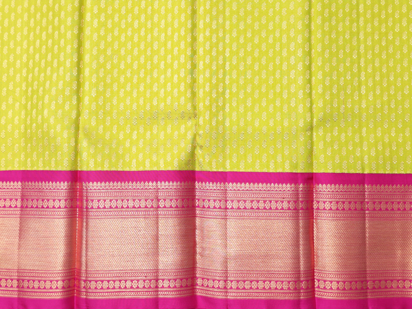 Paisley Buttis Green Kanchipuram Silk Pavadai Sattai Material