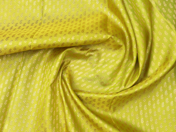 Paisley Buttis Green Kanchipuram Silk Pavadai Sattai Material