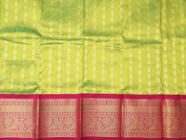 Paisley Buttis Lime Green Kanchipuram Pavadai Sattai Material