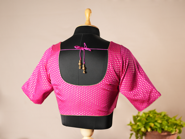 Paisley Buttis Magenta Semi Banaras Silk Readymade Blouse