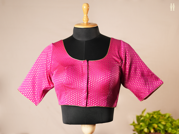 Paisley Buttis Magenta Semi Banaras Silk Readymade Blouse