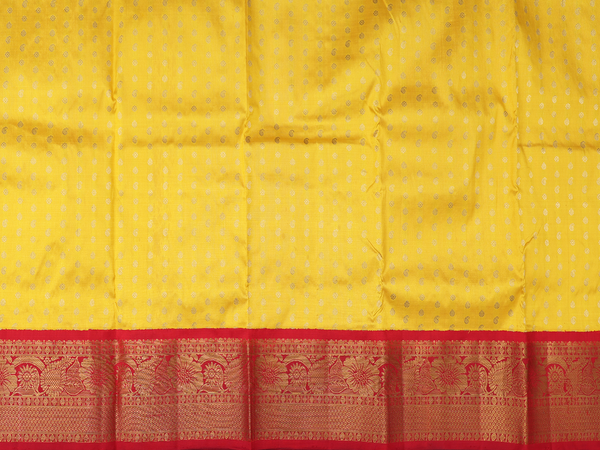 Paisley Buttis Yellow Kanchipuram Pavadai Sattai Material