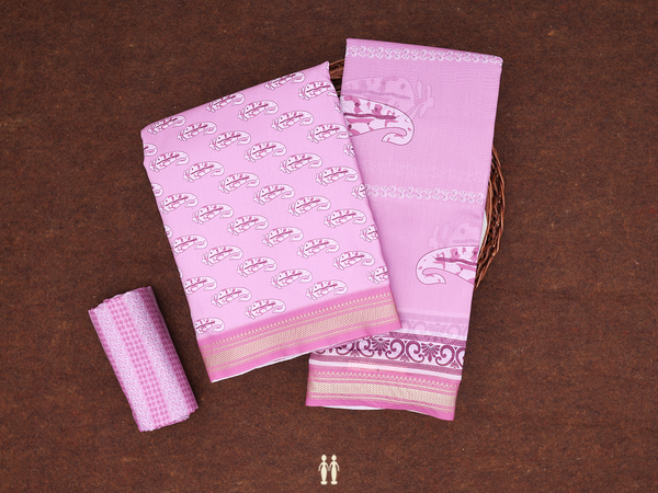 Paisley Design Pink Cotton Unstitched Salwar Material