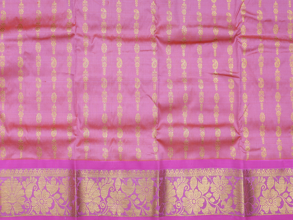 Paisley Design Pink Kanchipuram Pavadai Sattai Material