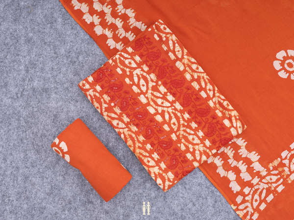 Paisley Design Rust Orange Cotton Unstitch Salwar Material