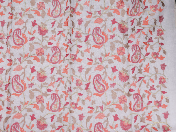 Paisley Design White Cotton Unstitched Salwar Material