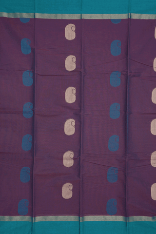 Paisley Threadwork Motifs Dusty Purple Kanchi Cotton Saree