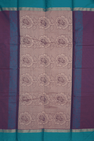 Paisley Threadwork Motifs Dusty Purple Kanchi Cotton Saree