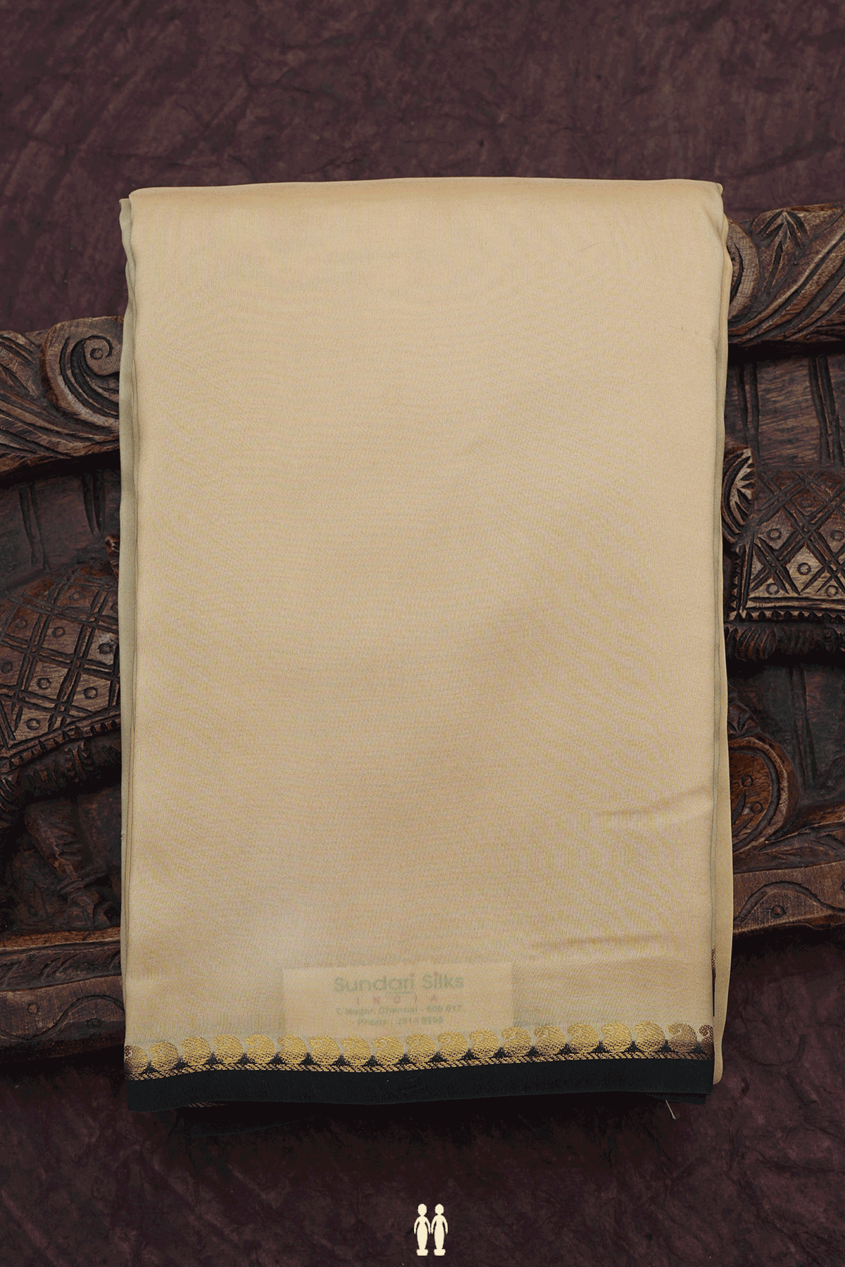 Paisley Zari Border Plain Cream Yellow Mysore Silk Saree