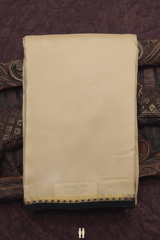Paisley Zari Border Plain Cream Yellow Mysore Silk Saree