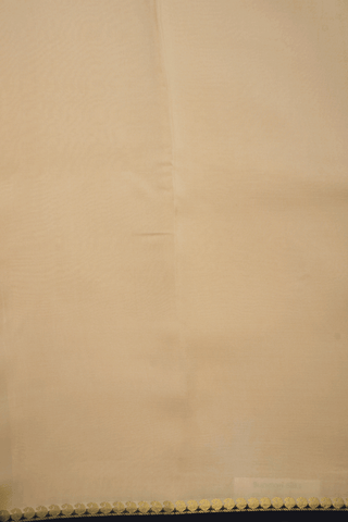 Paisley Zari Border Plain Cream Yellow Mysore Silk Saree
