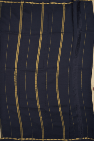 Paisley Zari Border Plain Cream Yellow Mysore Silk Saree