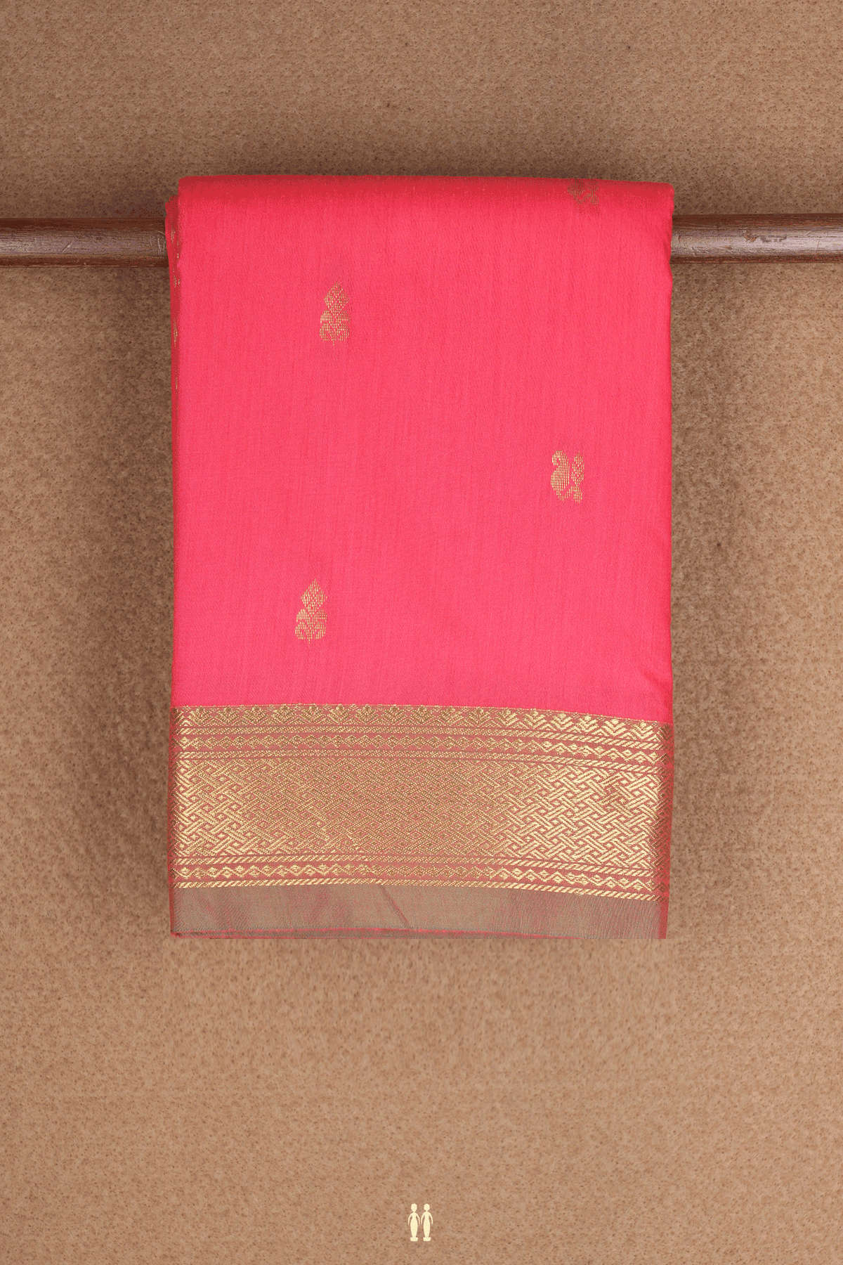 Paisley Zari Buttas Coral Red Apoorva Cotton Saree
