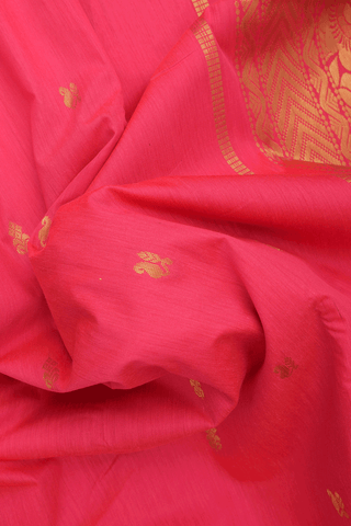 Paisley Zari Buttas Coral Red Apoorva Cotton Saree