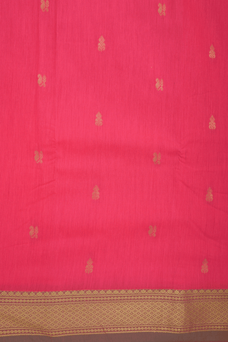 Paisley Zari Buttas Coral Red Apoorva Cotton Saree